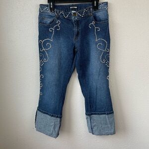 Basil & Maude Bedazzeled Cropped Jeans Size 8 EUC